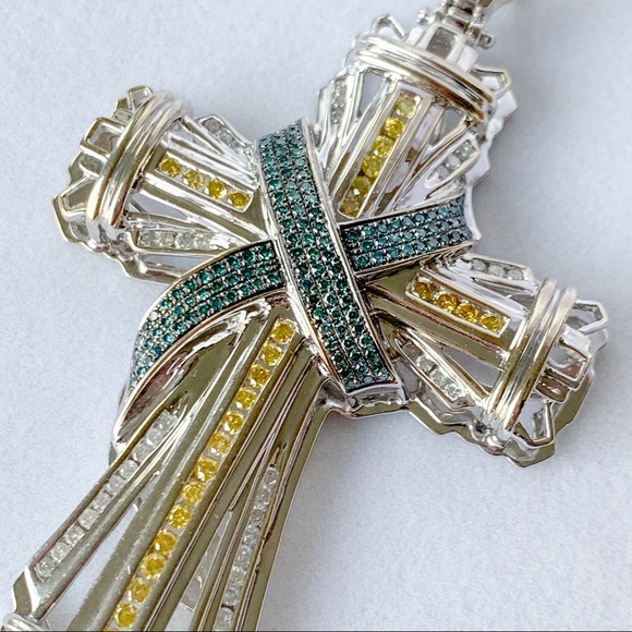 10k Solid Gold Diamond Cross Pendant - Picture 2 of 5